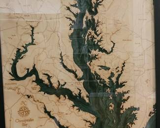 Wood Chart nautical wood map of the Chesapeake Bay
