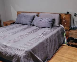 King Size Tempurpedic mattress  and Crate & Barrel platform bedframe and two matching nightstands