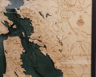 Wood Chart nautical wood map of the San Francisco Bay area
