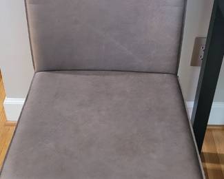 Crate & Barrel Folio leather side chair in stone/light Grey, 6 total