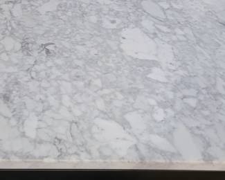 Crate & Barrel Parsons steel base with white marble top 