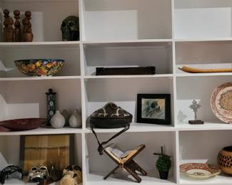 Artifacts & eclectic decor collected by the homeowners in their world travels.
