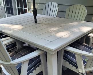 Berlin Gardens outdoor Poly wood furniture.  Table & 6 chairs sold as a Set. Umbrella and chair pads sold separately 