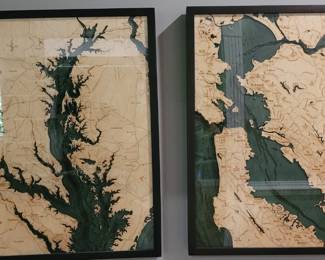 Wood Chart nautical wood framed maps