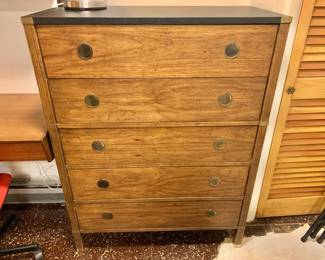 Mid Century American of Martinsville Campaign Style 5 Drawer Dresser