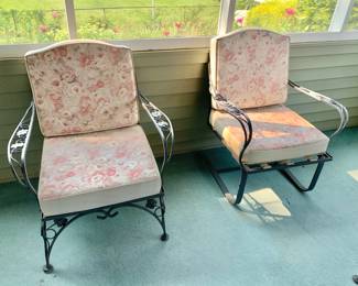 Vintage, Woodard Style Wrought Iron Chair and Rocker