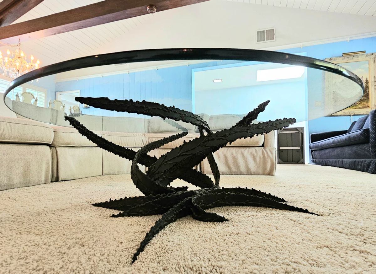 Silas Seandel (Sculptor) Brutalist Sculpture Glass Top Coffee Table. #silasseandel