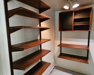 Vintage Walnut Sectional Wall Shelving Units by Barzilay. #barzilay