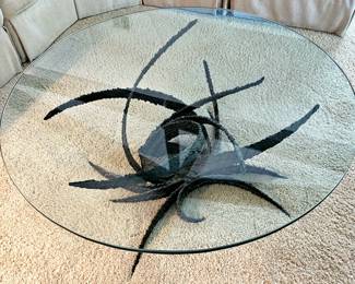 Silas Seandel (Sculptor) Brutalist Sculpture Glass Top Coffee Table. #silasseandel