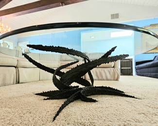 Silas Seandel (Sculptor) Brutalist Sculpture Glass Top Coffee Table. #silasseandel