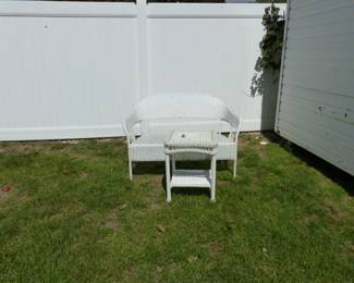 Outdoor wicker loveseat & side table