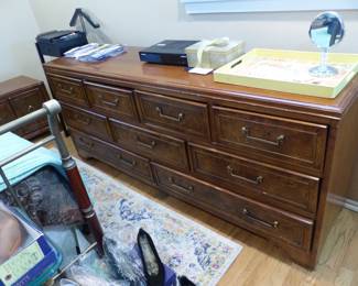 Master bedroom dresser, mirror, armoire & pair of night tables