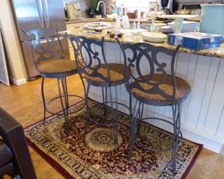 Set of 3 metal frame counter height bar stools 
