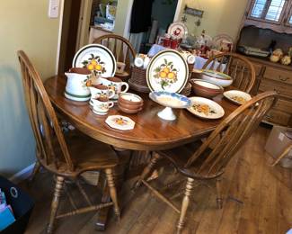 Self Storing 4 Leaf Oak Dining Set
