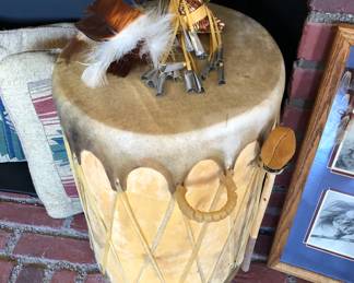 Native American Buffalo Hide Drum 