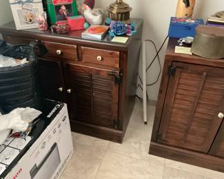 Ethan Allen larger cabinet to left. With a few Xmas items.  Canon printer