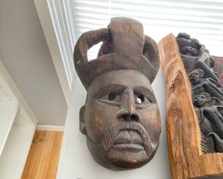 African carved helmet mask