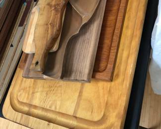 Cutting boards and serving pieces in wood