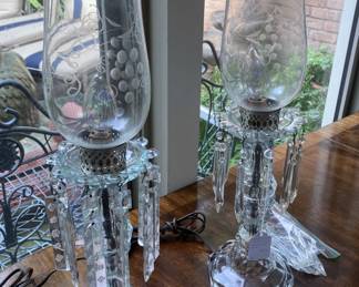 Formal candle holders with crystal lusters