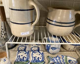 Two pottery pitchers; M. A. Hadley selections