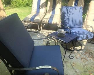 Matching blue swivel chairs