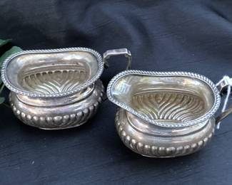 Silverplate creamer and sugar