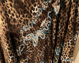 Sue Wong silk dress with turquoise stones