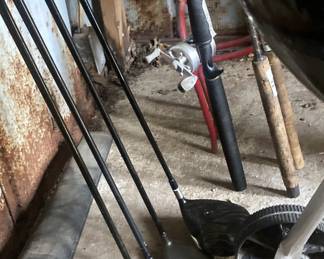 Golf clubs; fishing rods