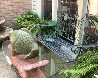 Wicker base glass top table