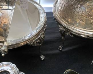 Silverplate revolving roll top domed warmers