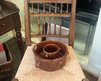 One of two rush seat chairs