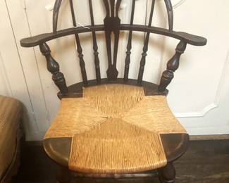 Antique Windsor chair with rush seat 