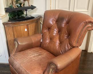Brown leather recliner