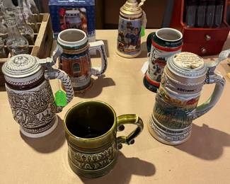 Assorted beer steins