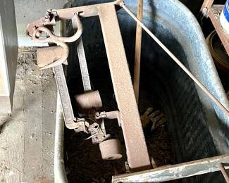 Antique meat scale and meat hook