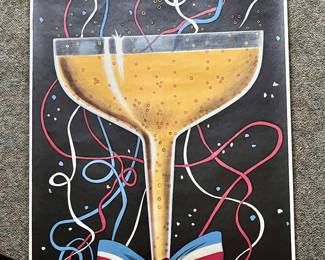 Vintage Champagne lithograph, Artwork by Al Moore, copyright Philipp Sales, Inc. 