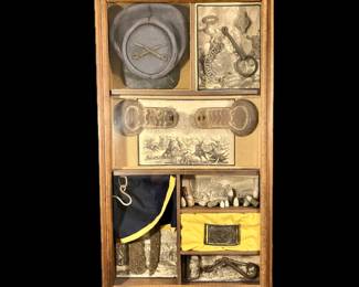 Shadow boxed collection of authentic Civil war items