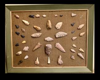 Native American Tools including Thunderbirds, Groove Axes, Pipes, Blades, Blanks, Fish Hooks, Arrowheads, San Patrice Points, and more.