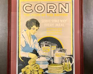 Circa 1918 lithograph by Lloyd Harrison, “Corn, The Food of the Nation”.