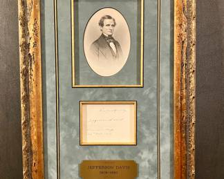 Authentic Jefferson Davis clipped signature, custom framed.