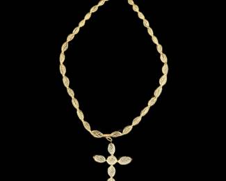 Victorian Hair Work Cross Necklace