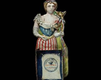 Columbia Mill Flour Figural Match Holder Made of Die -Cut Tin.