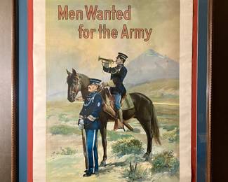 OVER 60!  Custom Framed Authentic World War One, World War Two, Salvation Army, and Advertising Prints including this World War One Recruiting Poster Circa 1915 by Michael P. Whelan. Includes the original dowels for hanging.