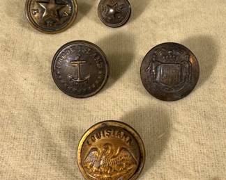 Civil War buttons: Louisiana, Rhode Island, Ohio, and Texas Civil War Veterans 