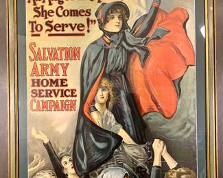 Circa 1919 Salvation Army Campaign "Angel of Mercy" by Frederick Duncan.  45 x 35 outside framed size.
