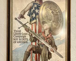 Circa 1918 Boy Scouts of America lithograph by Joseph Layendecker, 1874-1951.  31 x 21 outside framed size.