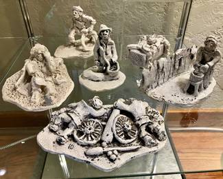 17 Crackle Glazed Ceramic Sculptures by Steele Burden, American, Louisiana, 1900-1995.