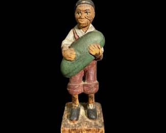 Unsigned hand carved polychromed wooden sculpture