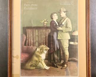 Circa 1917 World War One Advertising poster for Union Stock Yards, Pittsburgh, PA. 28 x 23 outside framed size.