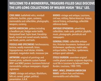 Offering the life-long collections of Wilber Hugh "Bill" Lee, resident of Baton Rouge, Louisiana.